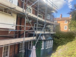 Independent Scaffold around a run down building that requires restoration work