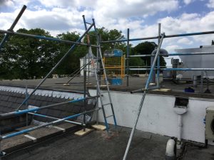 scaffolding railing on roof for safety